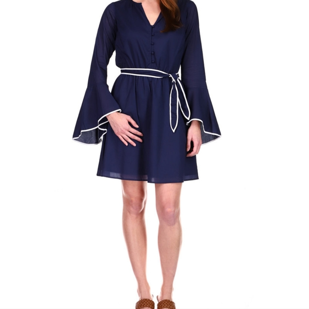 Michael Michael Kors Cotton Belted Bell-Sleeve Dress, Regular & Petite Size: M